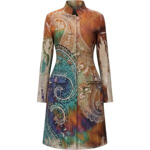 Mechant Jacket Sz Medium Multicolor Tie Dye Paisley Button Down Longline 70's